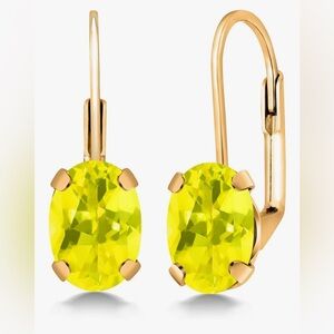 Gorgeous Neiman Marcus 18KT Gold Vermeil Oval Vibrant Lemon Citrine Earrings